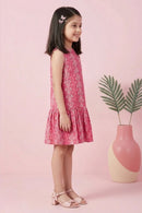 Barbie Pink Heart Print Sleeveless Dress BAM1193