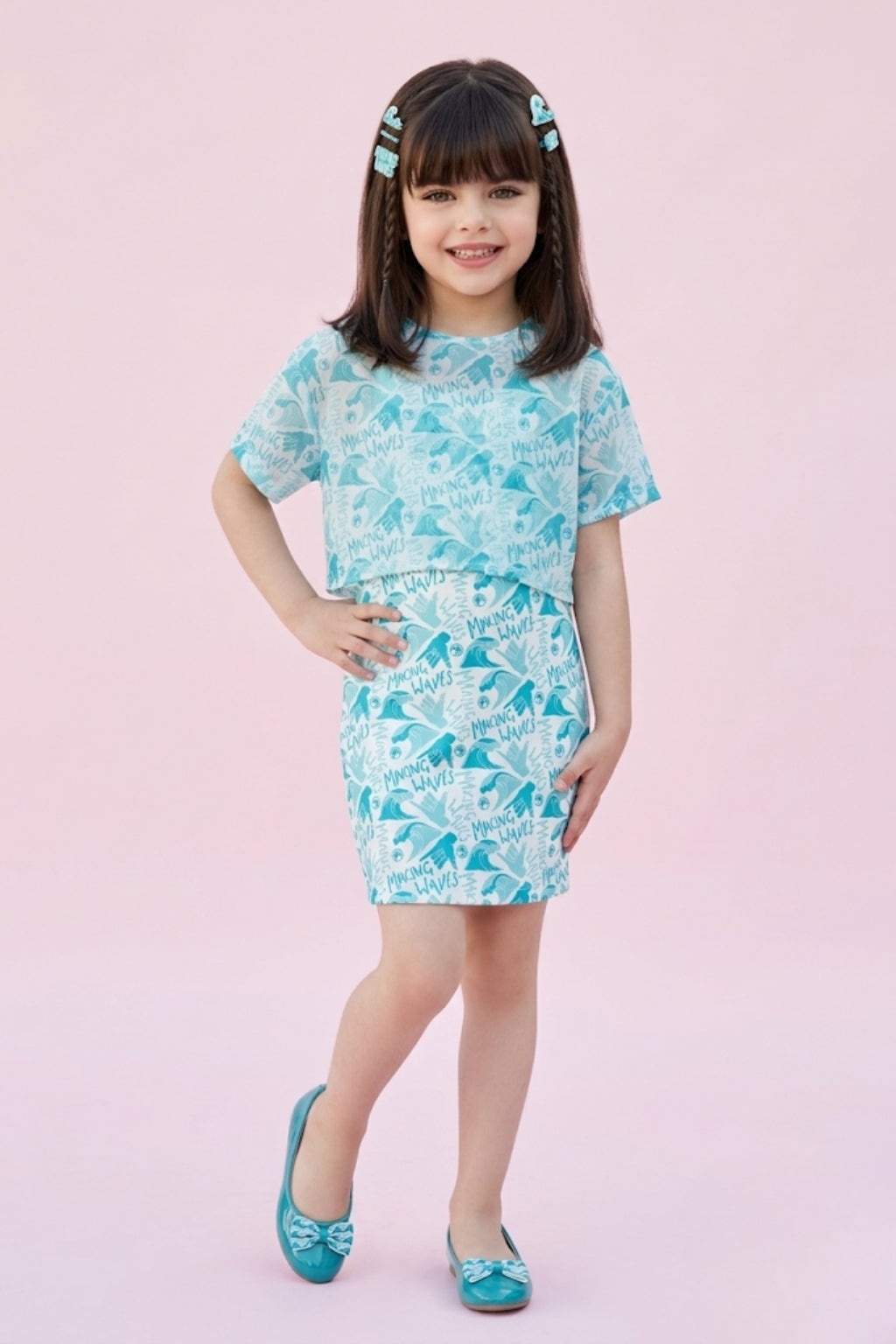 Barbie Blue Making Waves Printed Dress BAM1194