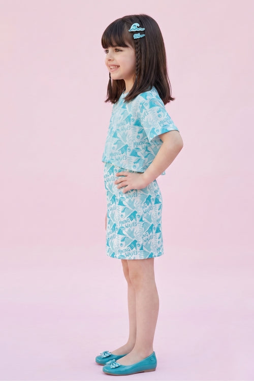 Barbie Blue Making Waves Printed Dress BAM1194