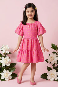 Barbie Square Neck Printed Cotton Midi Dress BAM1208