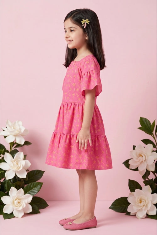 Barbie Square Neck Printed Cotton Midi Dress BAM1208