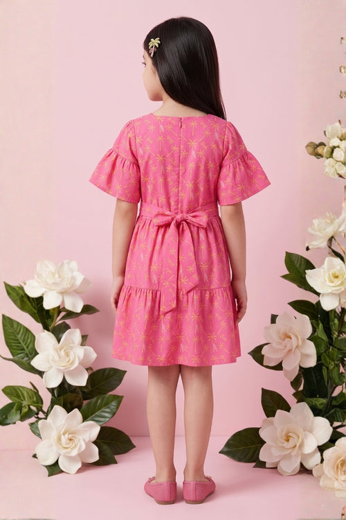 Barbie Square Neck Printed Cotton Midi Dress BAM1208
