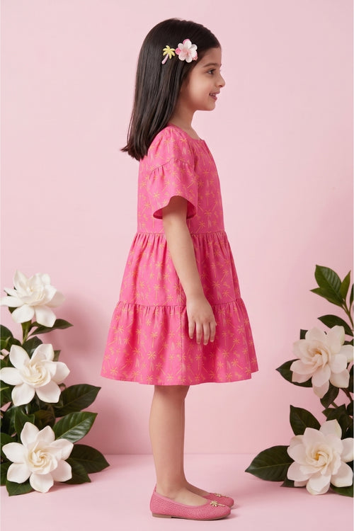 Barbie Square Neck Printed Cotton Midi Dress BAM1208