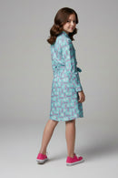 Barbie Girl Sea Green Printed Shirt Dress for Girls