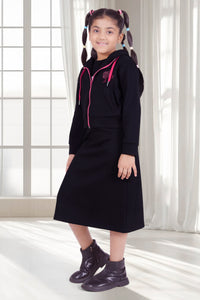Barbie Girls Black Hoodie Dress Set – Winter Wear