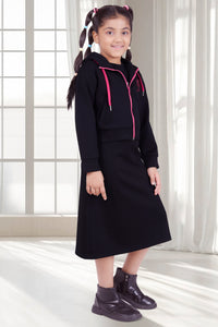 Barbie Girls Black Hoodie Dress Set – Winter Wear