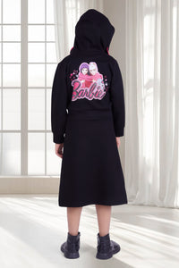 Barbie Girls Black Hoodie Dress Set – Winter Wear