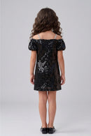 Barbie Girls Black Sequin Off-Shoulder Dress with Pink Bow BAM1245