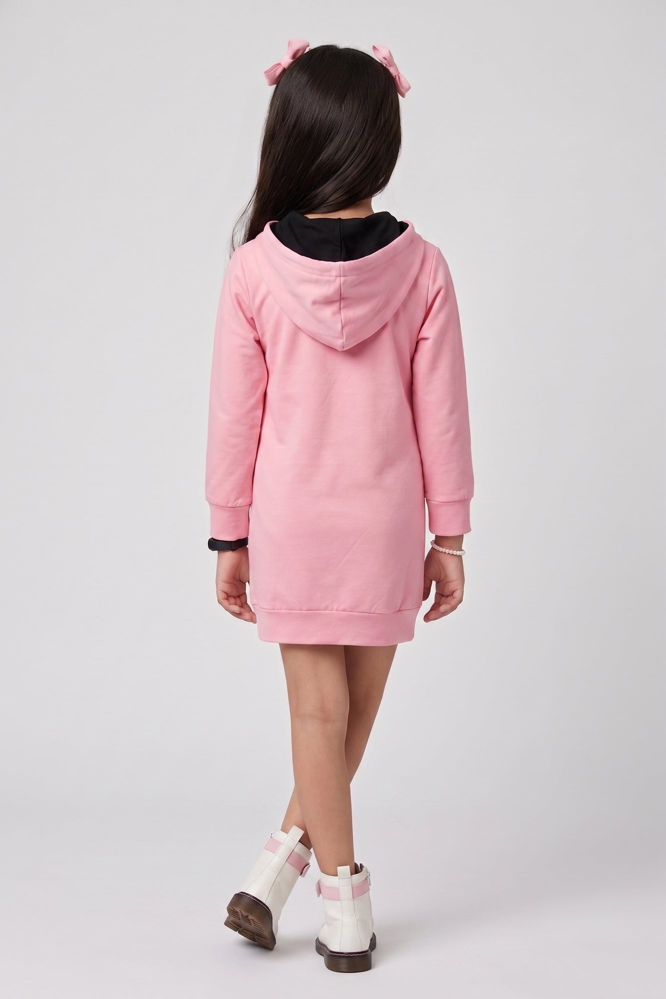 Barbie Pink Graphic Hooded Sweatshirt Dress BAM1248