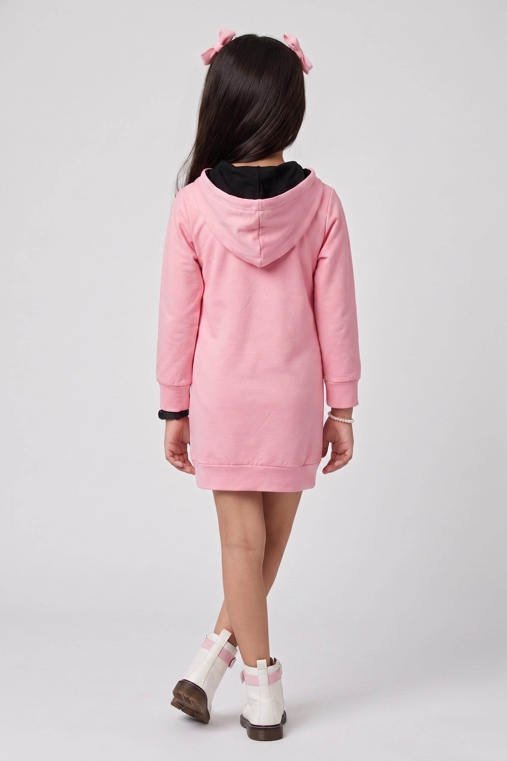 Barbie Pink Graphic Hooded Sweatshirt Dress BAM1248