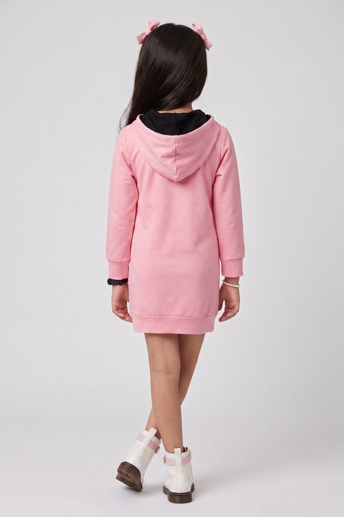 Barbie Pink Graphic Hooded Sweatshirt Dress BAM1248
