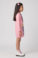 Barbie Pink Graphic Hooded Sweatshirt Dress BAM1248