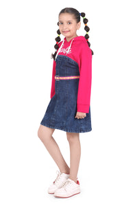 Barbie Graphic Hoodie with Belted Denim Dress