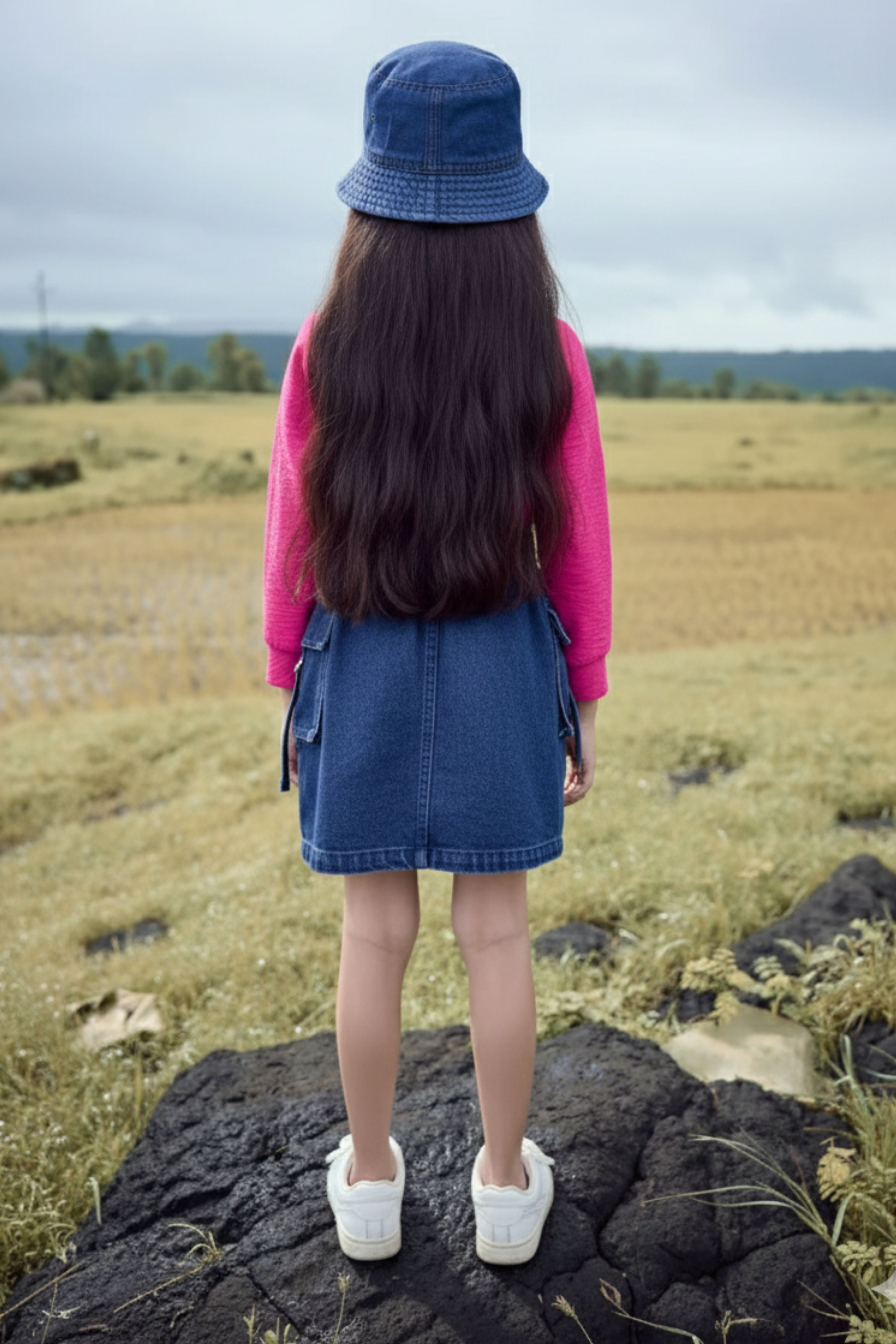 Barbie Girl Pink Top & Denim Skirt Co-ord Set for Girls | Casual Western Wear