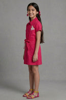 Barbie Hot Pink Collared Shirt Dress with Waist Tie BAM1267