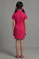 Barbie Hot Pink Collared Shirt Dress with Waist Tie BAM1267