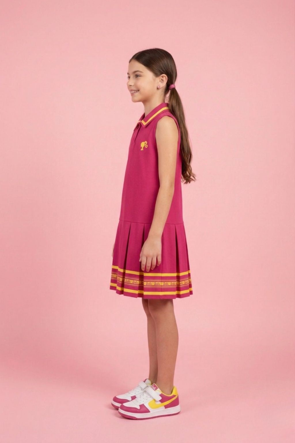 Barbie Hot Pink Sleeveless Pleated Polo Dress BAM1272