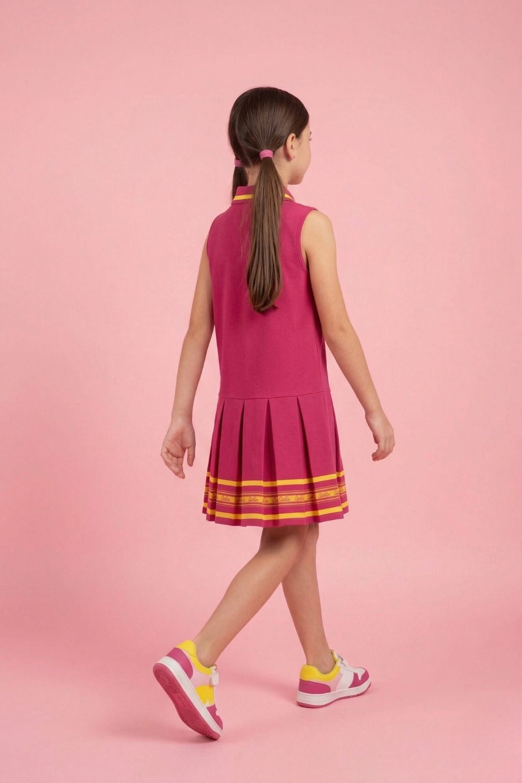 Barbie Hot Pink Sleeveless Pleated Polo Dress BAM1272