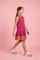Barbie Hot Pink Sleeveless Pleated Polo Dress BAM1272