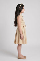 Barbie Beige Sleeveless Belted Pleated Dress BAM1273