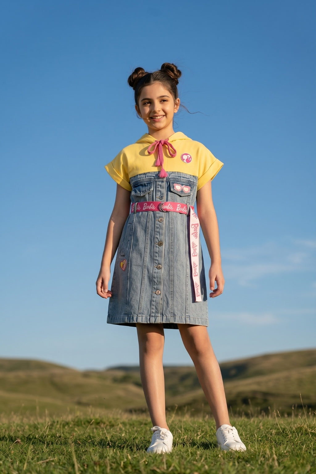 Barbie Yellow Hooded Denim Dress BAM1275