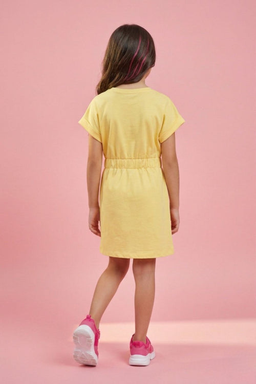 Barbie Yellow Casual T-Shirt Dress with Drawstring Waist BAM1276