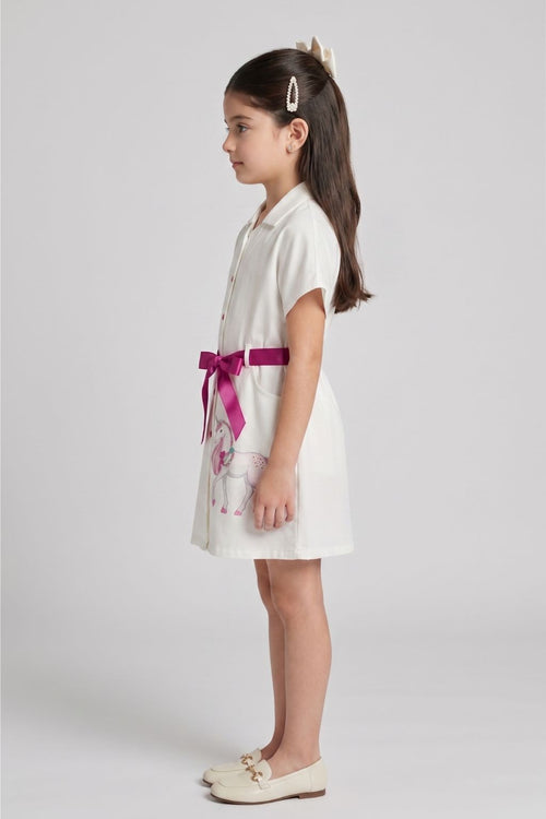 Barbie White Unicorn Shirt Dress BAM1277