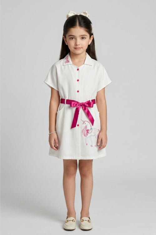 Barbie White Unicorn Shirt Dress BAM1277