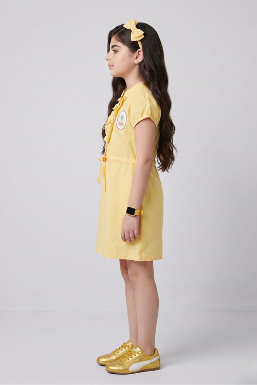 Barbie Lemon Yellow Ruffle Fit and Flare Dress BAM1283