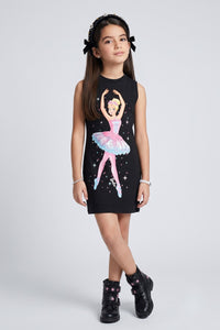 Barbie Black Ballerina Graphic Bow Dress BAM1302