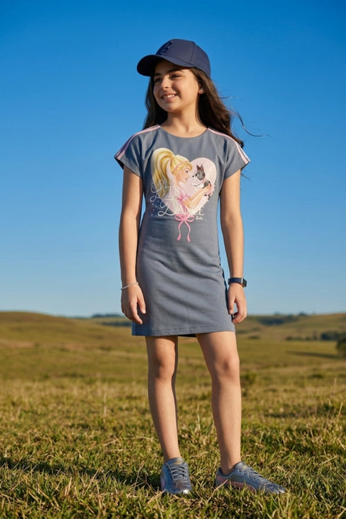 Barbie Light Blue Printed Dress BAM1310