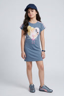 Barbie Light Blue Printed Dress BAM1310