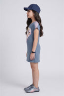 Barbie Light Blue Printed Dress BAM1310