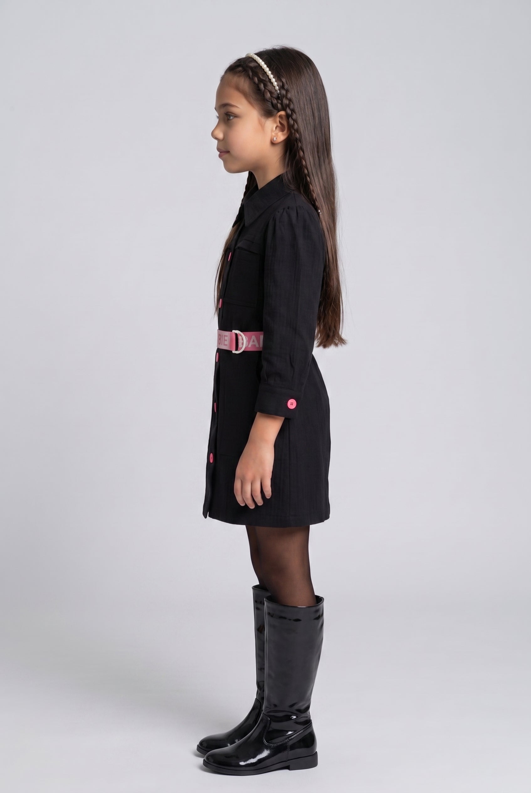 Barbie Black Belted Shirt Dress BAM1332