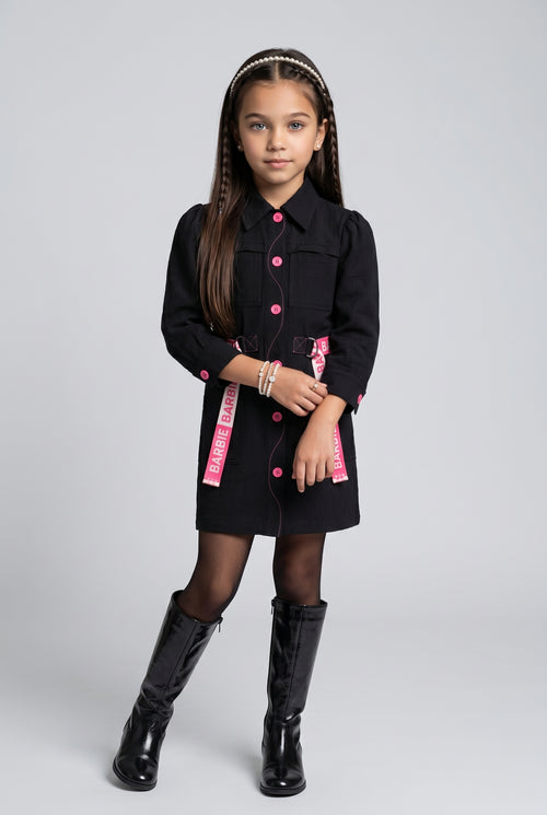 Barbie Black Belted Shirt Dress BAM1332