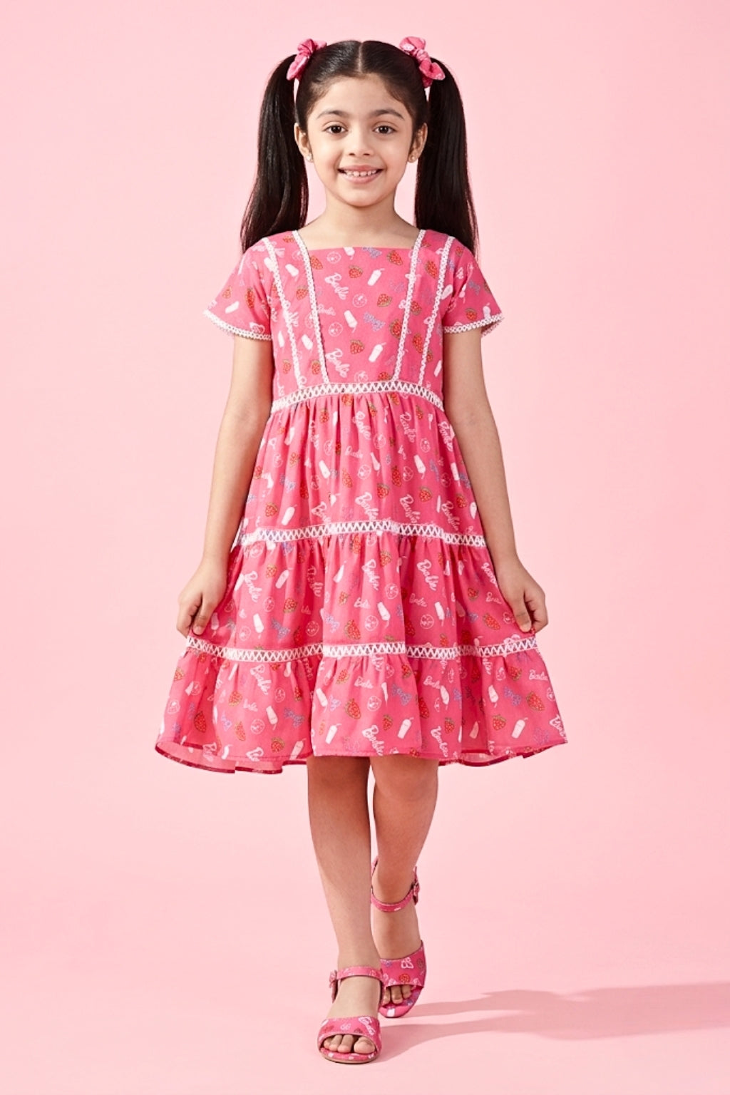 Barbie Printed Square Neck Midi Dress BAM1188