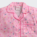 Barbie Pink Printed Satin Night Suit Set BANS0008