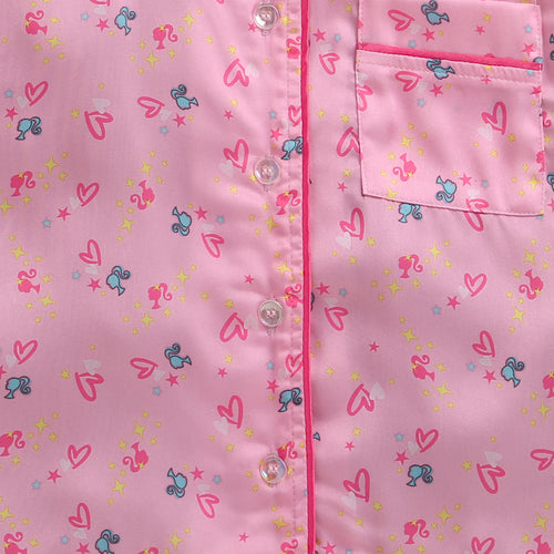 Barbie Pink Printed Satin Night Suit Set BANS0008