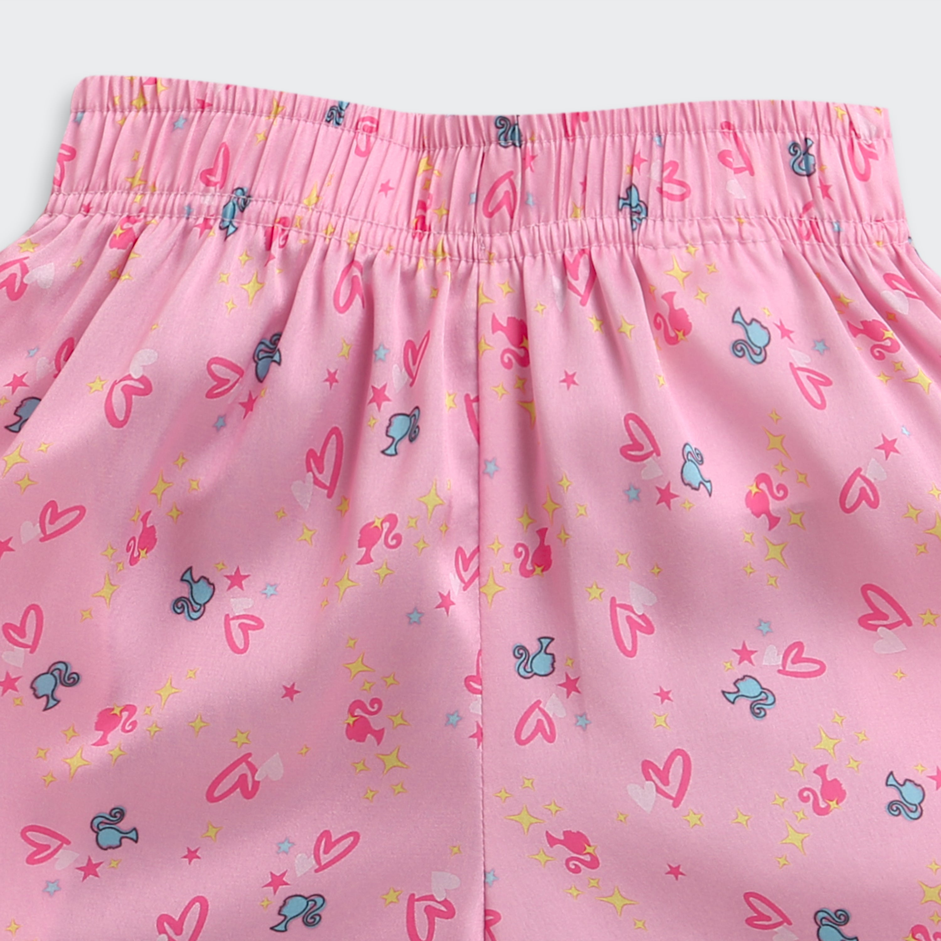Barbie Pink Printed Satin Night Suit Set BANS0008