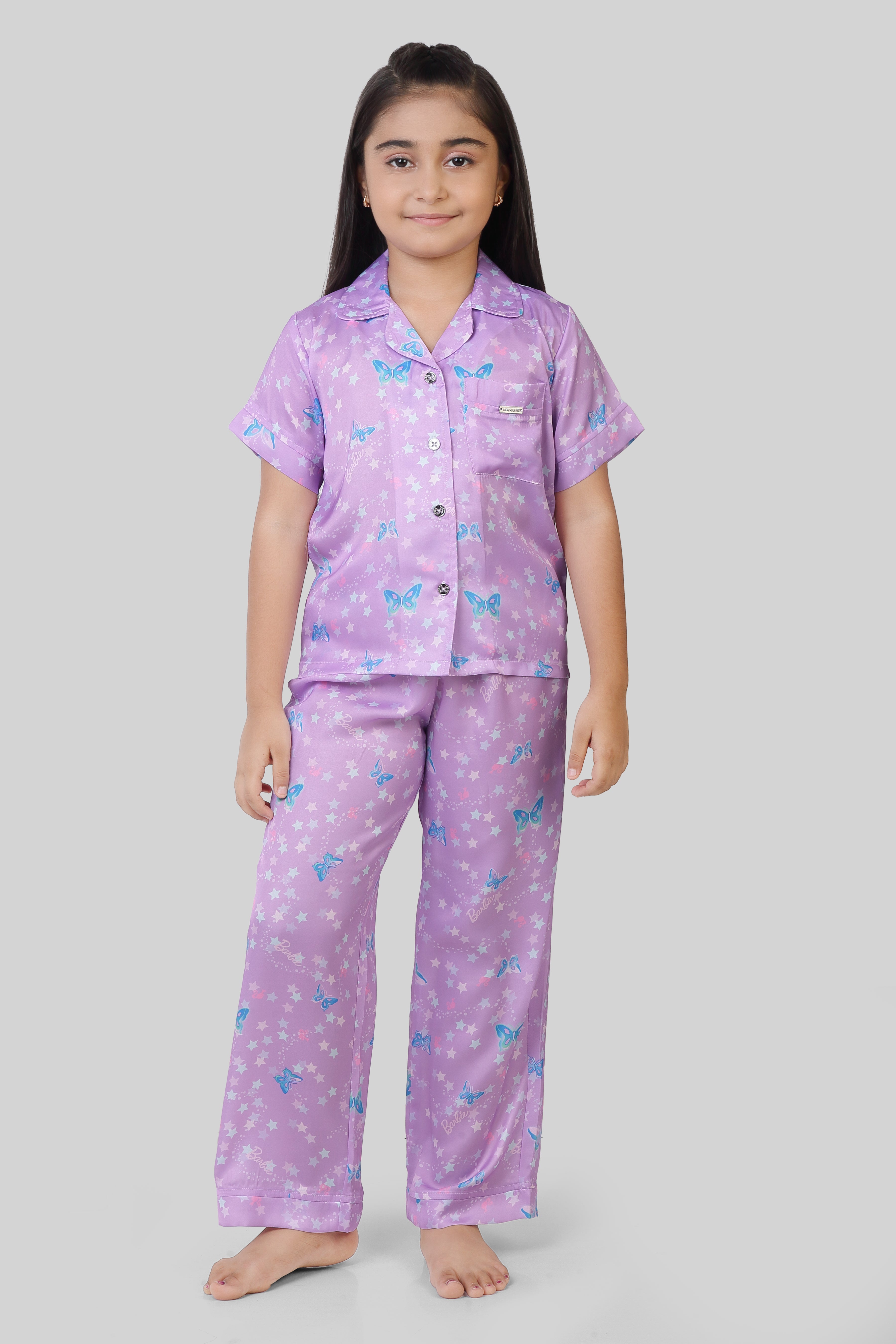 Barbie Purple Printed Night Suit Set BANS0018