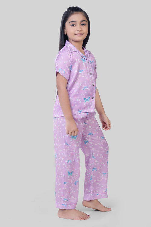 Barbie Purple Printed Night Suit Set BANS0018