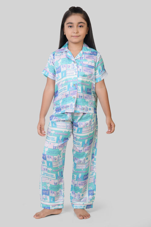 Barbie Aqua Printed Night Suit Set BANS0019