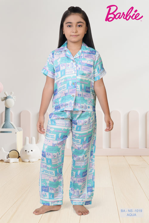 Barbie Aqua Printed Night Suit Set BANS0019