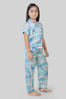 Barbie Aqua Printed Night Suit Set BANS0019