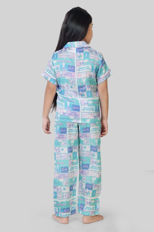 Barbie Aqua Printed Night Suit Set BANS0019