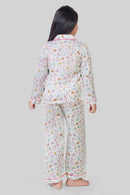 Barbie White Printed Night Suit for Girls