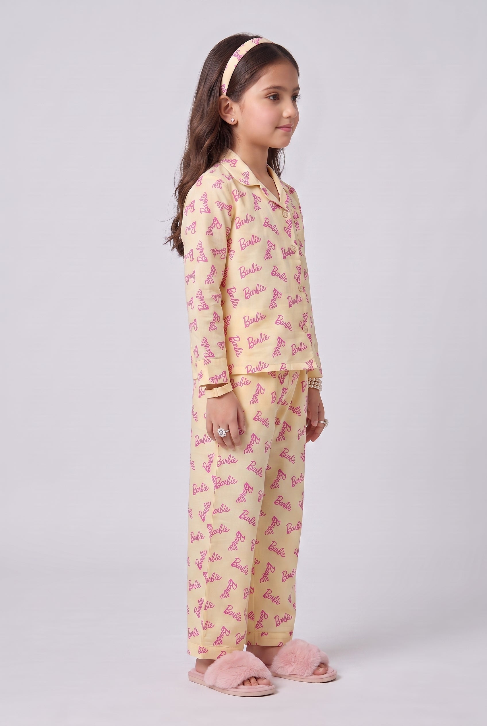 Barbie Lemon Logo Print Shirt & Pant Night Suit Set BANS0028