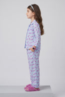 Barbie Sky Blue Logo Print Shirt & Pant Nightsuit Set BANS0028
