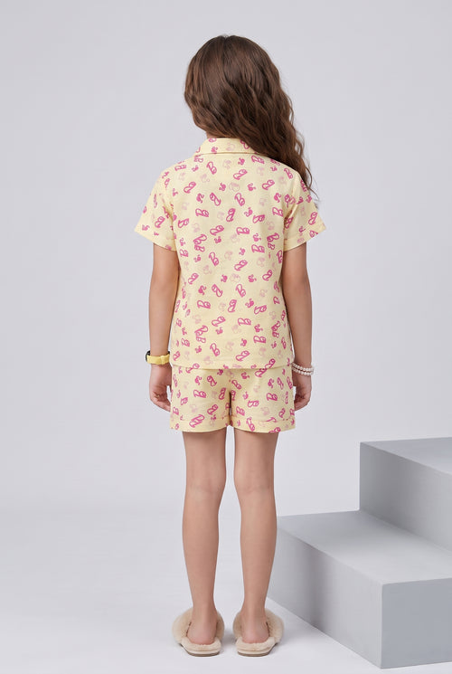 Barbie Lemon Print Shirt & Shorts Night Suit Set BANS0029