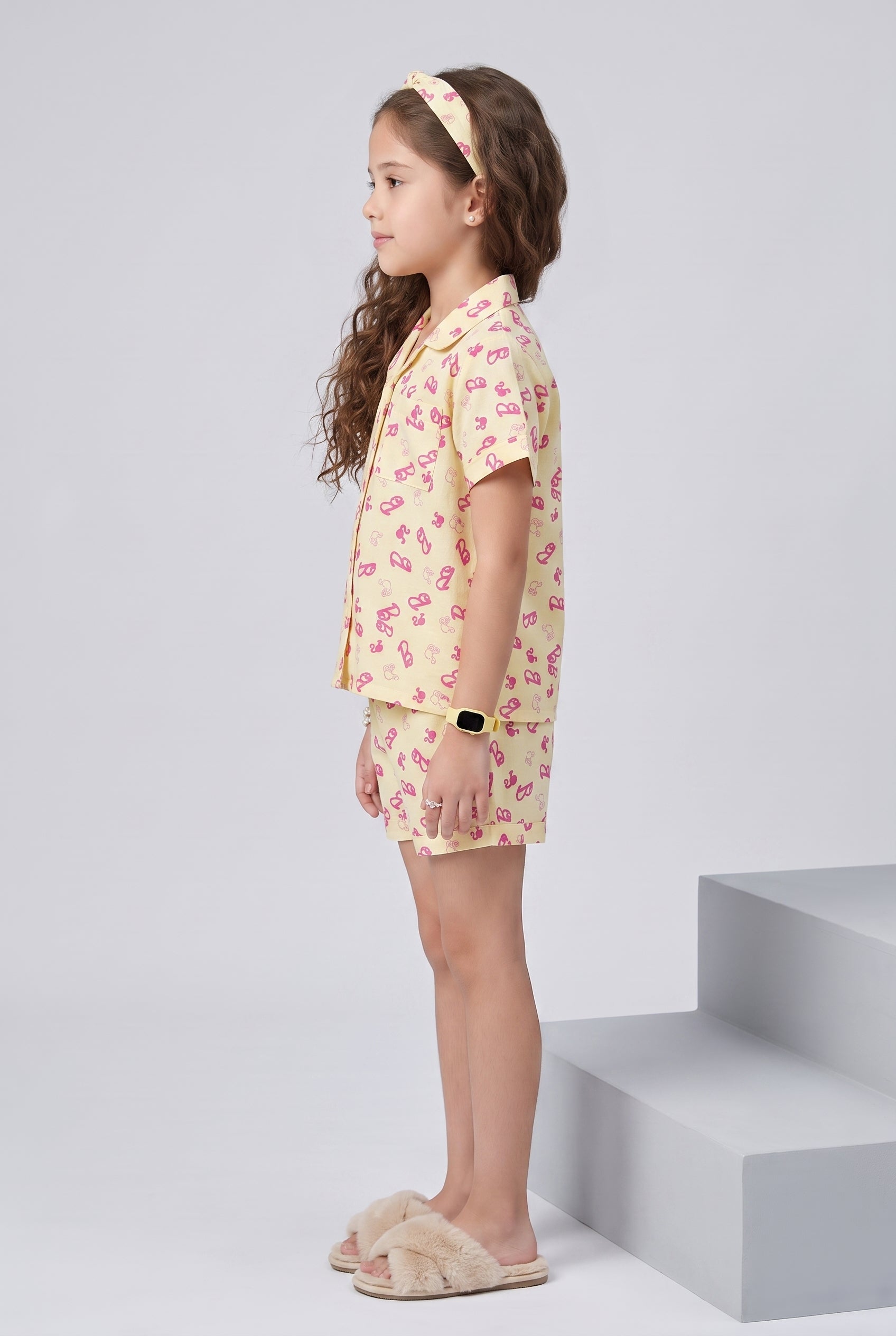 Barbie Lemon Print Shirt & Shorts Night Suit Set BANS0029